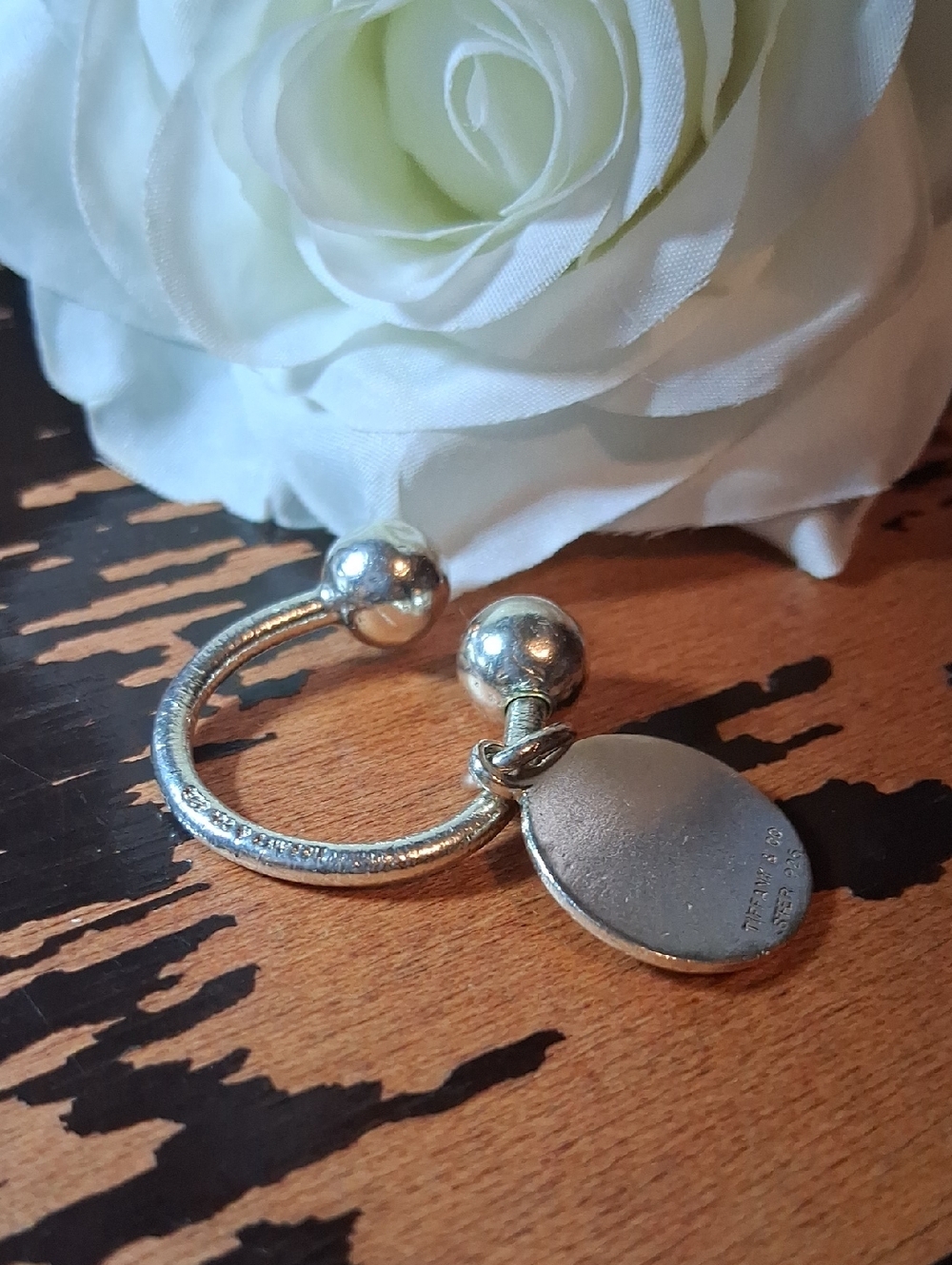 Tiffany & Co. Silver-Tone Round Tag Keyring Charm
